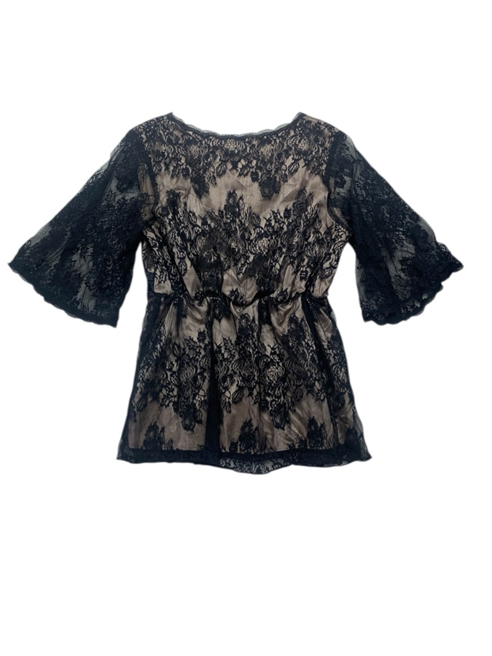 y2k Forever 21 size large Satin black lace witchy boho bell sleeve - Picture 10 of 10
